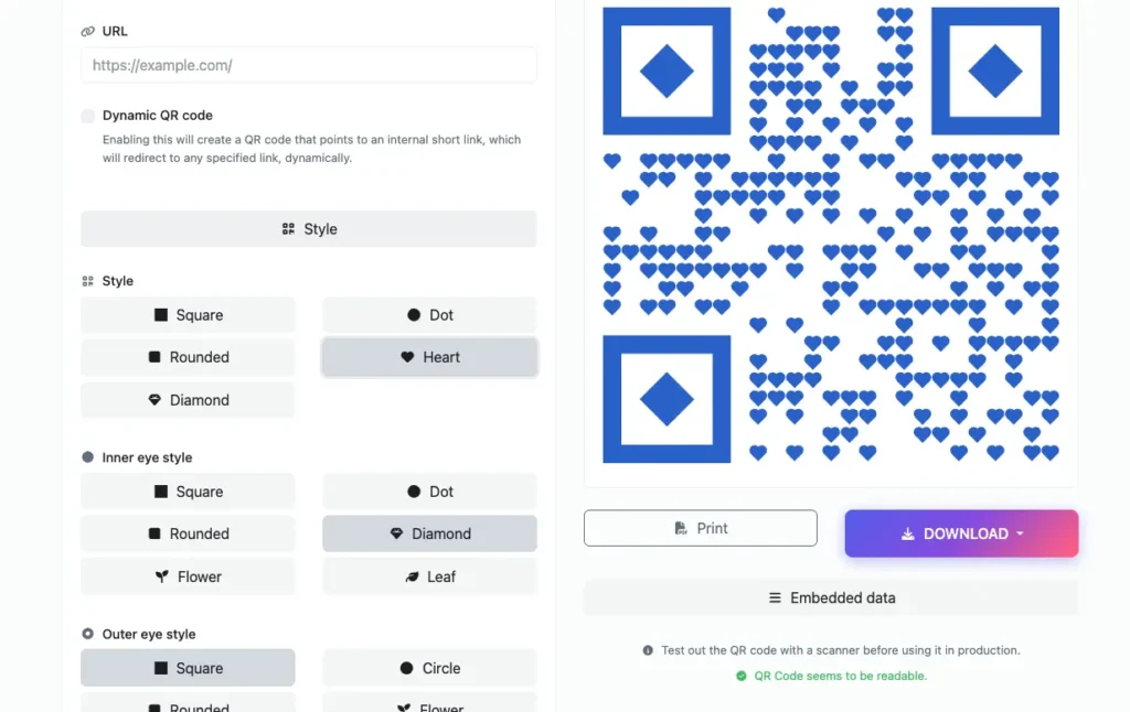 Qr customization options